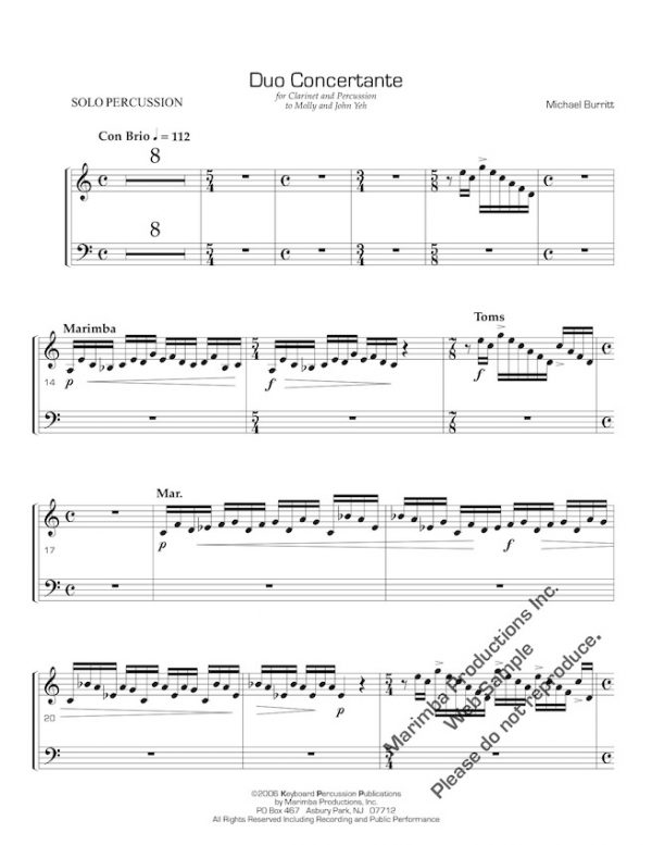 Duo Concertante, Percussion & Clarinet - RENTAL - Image 2